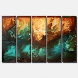 turquoise brown large abstract multi panel