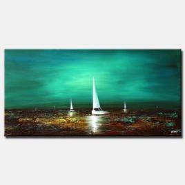 textured sail boats in the horizon home decor