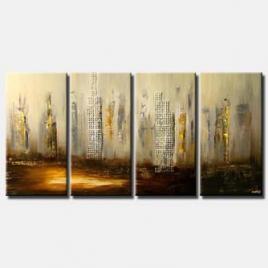 mixed media city painting large home decor