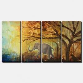 mixed media elephant painting multi panel