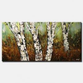 textured palette knife birch trees large home decor