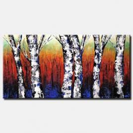 texture palette knife birch trees trees