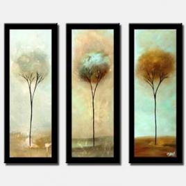 small triptych vertical trees border home decor