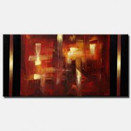 red and gold abstract home decor art