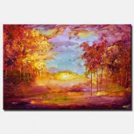 landscape forest in red home decor colorful