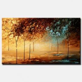 palette knife forest painting lake trees decor