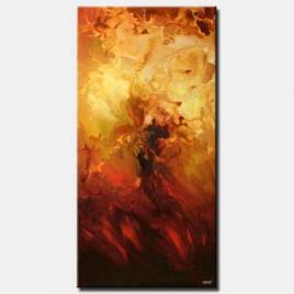 vertical red and yellow abstract painting fire