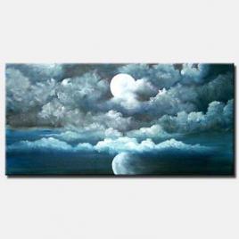 blue moon reflection painting