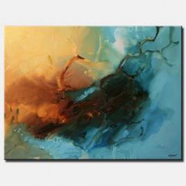 blue abstract painting home decor brown