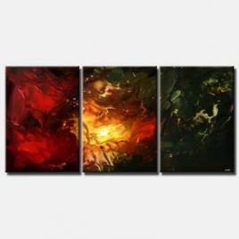 triptych canvas in red and dark green colorful