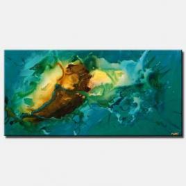 brown and turquoise modern painting