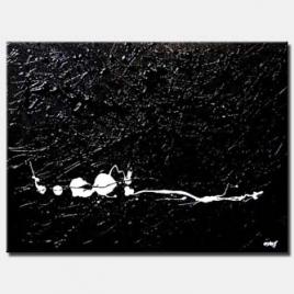black abstract painting with white spots