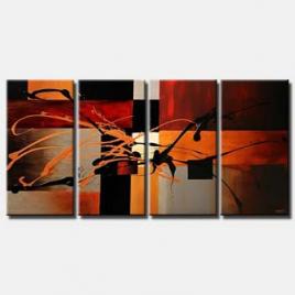 red black and orage squares painting multi panel