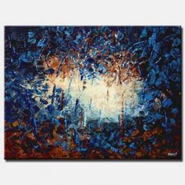 palette knife blue forest large abstract art