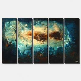 multi panel canvas abstract blue and brown