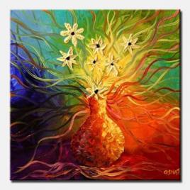 colorful painting vase with yellow flowers