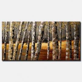 textured painting birch trees decor