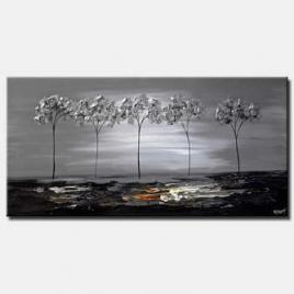 five silver trees wall decor landscape
