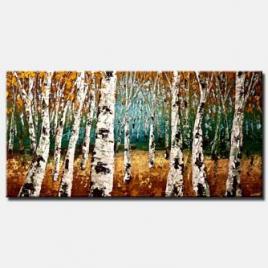 textured forest of birch trees wall decor