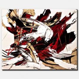abstract in red and white painting black