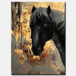abstract painting of black horse head