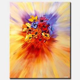 abstract painting of bunch of colorful flowers