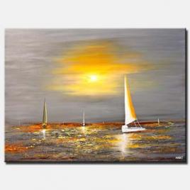 abstract painting of sail boats sailing in the ocean