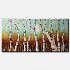 birch trees in bright day horizontal wall decor