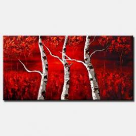 blooming birch trees red autumn large