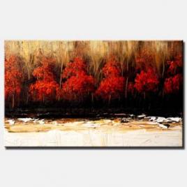 forest of red trees wall decor landscape