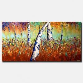 colorful forest of birch trees garden of eve