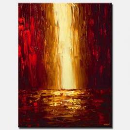 red cityscape painting