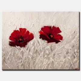 red flowers painting on white background