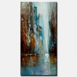 blue and brown abstract cityscape