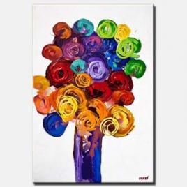 vase with colorful flowers on white background