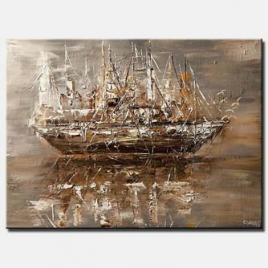 brown pirate ship silently sailing