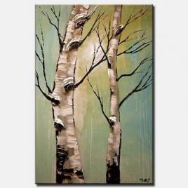 painting of two birch trees together
