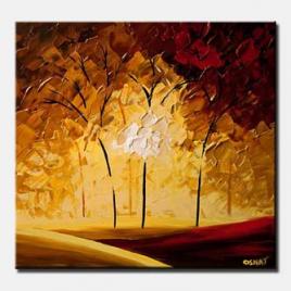 abstract red and yellow forest painting