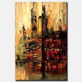 abstract cityscape in red