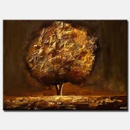 gold brown tree painting