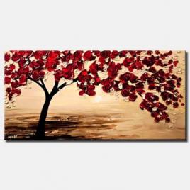 painting of red tree blooming