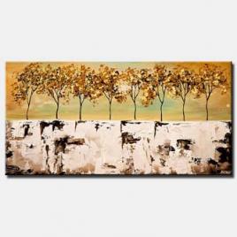 abstract landscape blooming trees palette knife