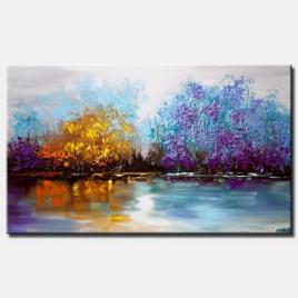lake view landscape painting palette knife