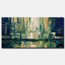 abstract city painting impasto texture palette knife