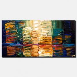 city painting colorful abstract art modern palette knife