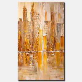 Yellow abstract cityscape painting modern fine art