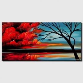 red clouds abstract landscape painting