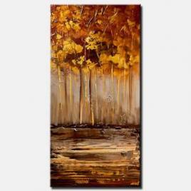 golden forest abstract landscape painting