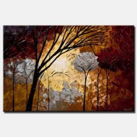 red silver trees painting forest landscape texture