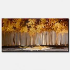 golden trees painting abstract landscape modern texture